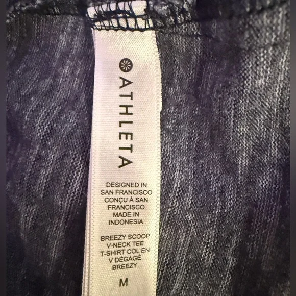 Athleta Top Women M Gray Space Dye Breezy Scoop V Neck Cap Sleeve Gym Shirt - Picture 7 of 8